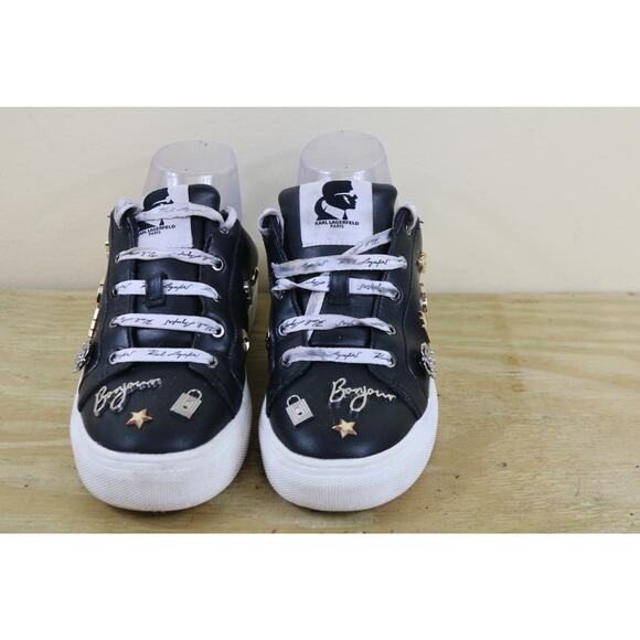 Karl Lagerfeld Paris Womens Shoes 6M Black Leather Cordelia Mules Sneakers - Picture 2 of 10